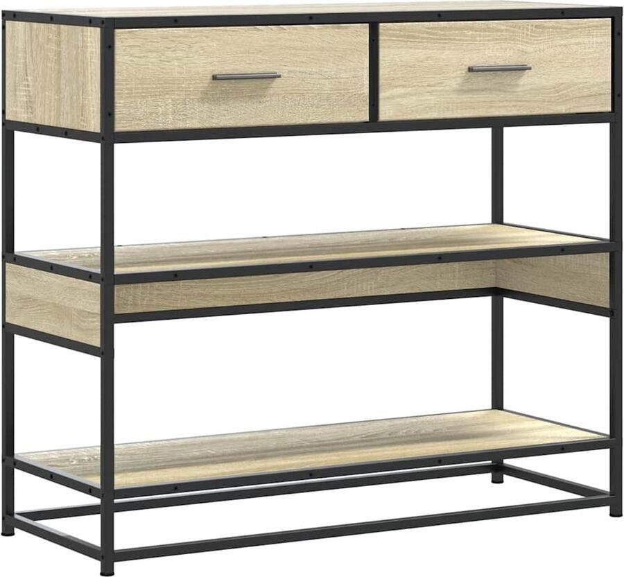 VidaXL Wandtafel 90x35x80 cm Sonoma eiken Wandtafel Salontafel Kast Opbergruimte Houten Tafel Industrieel Design Livingroom Meubels Entree Tafellamp Compact Multifunctioneel Minimalistisch Landelijk