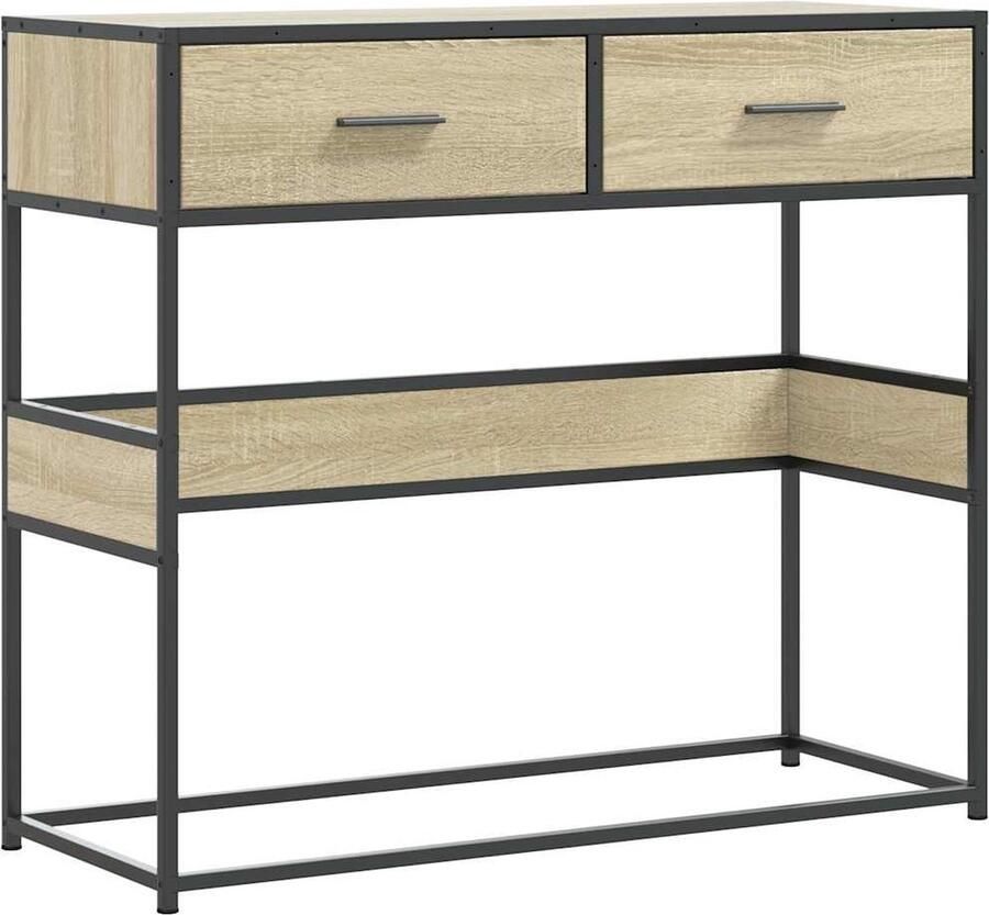 VidaXL Wandtafel 90x35x80 cm Sonoma eikenhout Wandtafel Salontafel Tv Tafellaar Opslagkast Houten Tafel Industrieel Meubilair Compact Meubel Minimalistische Tafel Moderne Tafel Eikenhouten Tafel