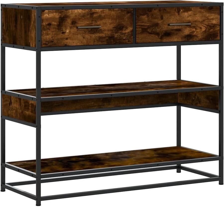 VidaXL Wandtafel 90x35x80 cm Gerookt Eiken Wandtafel Salontafel Entreetafel Bergruimte Houten Tafel