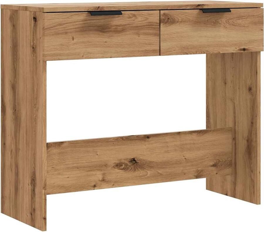 VidaXL Wandtafel 90x36x75 cm Artisanaal Eiken Wandtafel Consoletafel Salontafel Houten Tafel Eiken Kleur Opbergruimte Multifunctioneel Woonaccessoires Entree Meubilair Living Room Furniture Hallway Furniture