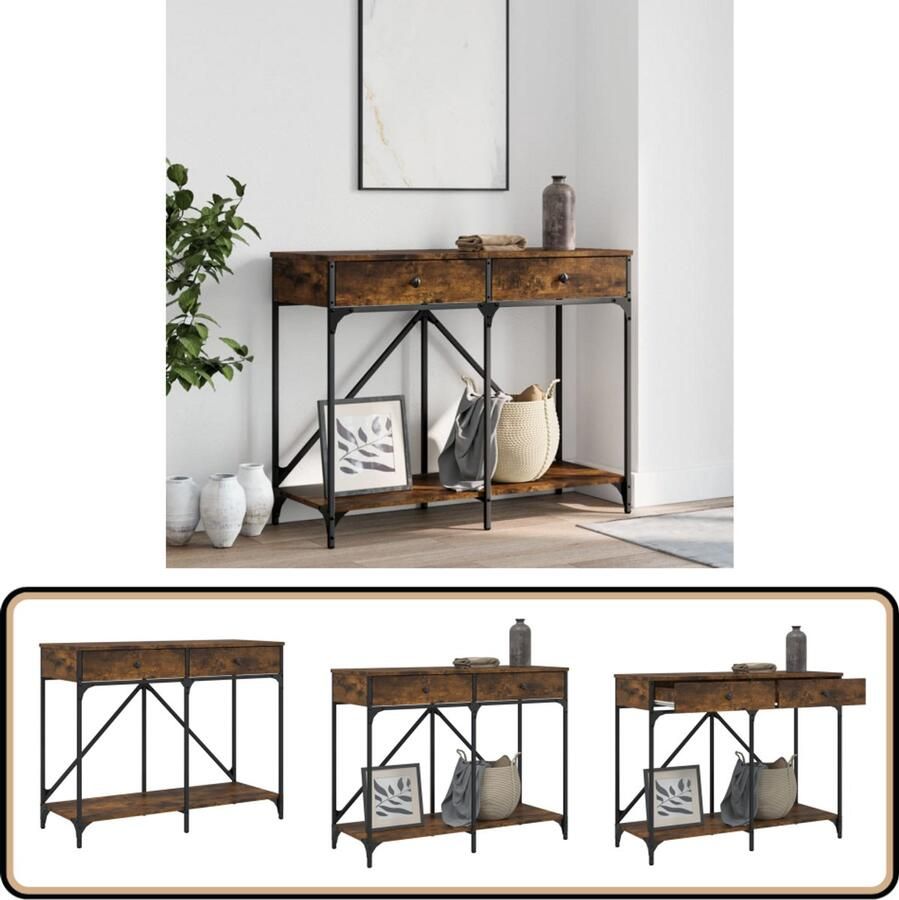 VidaXL Wandtafel Bewerkt Hout Gerookt Eiken 100x39x78 5 cm Wandtafel Consoletafel Entreetafel Halltafel Houten Tafel