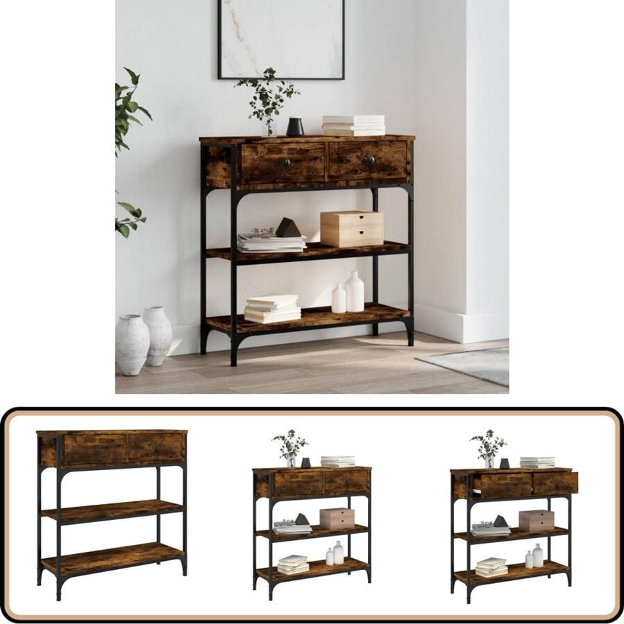 VidaXL -Wandtafel-72 5x25x75-cm-bewerkt-hout-gerookt-eikenkleurig - Foto 2