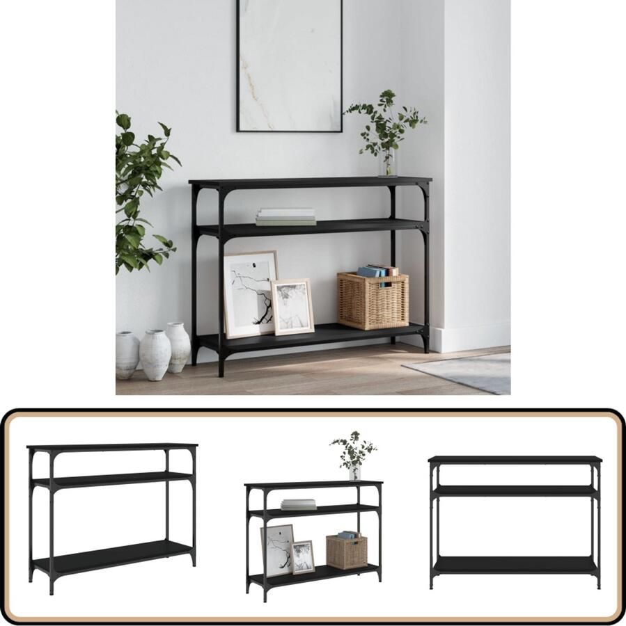 VidaXL Wandtafel Bewerkt Hout Zwart 100x29x75 cm Wandtafel Console Tafel Entreehal Livingroom Slaapkamer