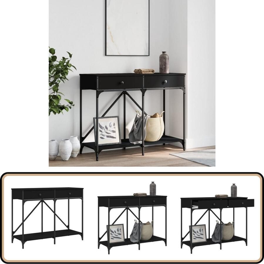 VidaXL Wandtafel Bewerkt hout Zwart 100x39x78 5 cm Wandtafel Consoletafel Haltafel Woonkamerspiegel Decoratief Item