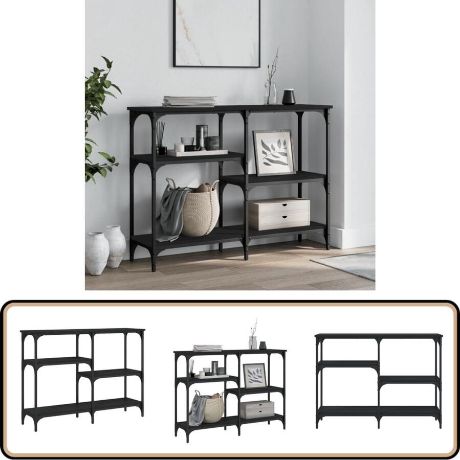 VidaXL Wandtafel Bewerkt hout Zwart 102x29x75 cm Wandtafel Console Tafel Entreetafel Haltafel Houten Tafel