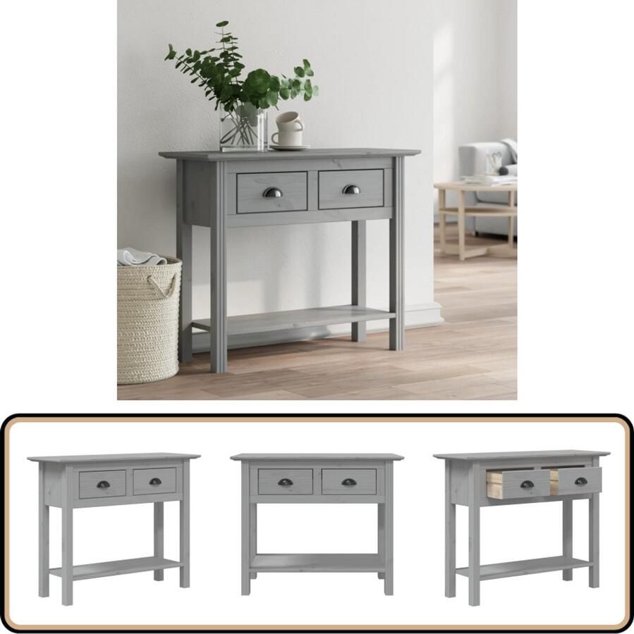 VidaXL Wandtafel BODO Grijs 91x35x74 cm Wandtafel Grenoblehouten Wandtafel Houten Wandtafel Vintage Wandtafel Entreetafel Consoletafel Opbergkast