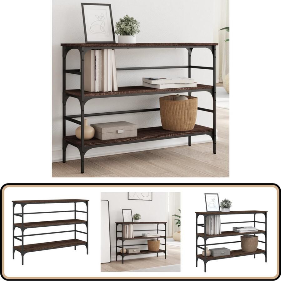 VidaXL Wandtafel Bruin Eiken 100x32x75 cm Wandtafel Houten Tafel Bruin Eiken Opbergtafel Entreetafel