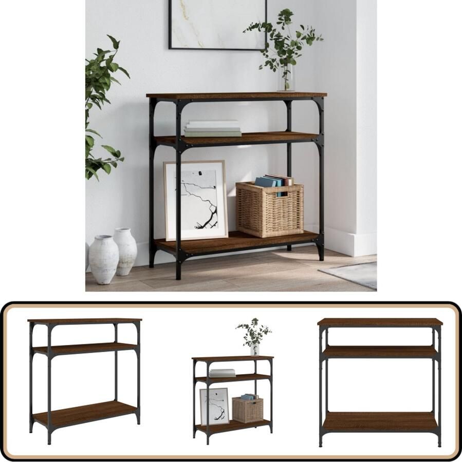 VidaXL -Wandtafel-75x29x75-cm-bewerkt-hout-bruin-eikenkleur - Foto 2