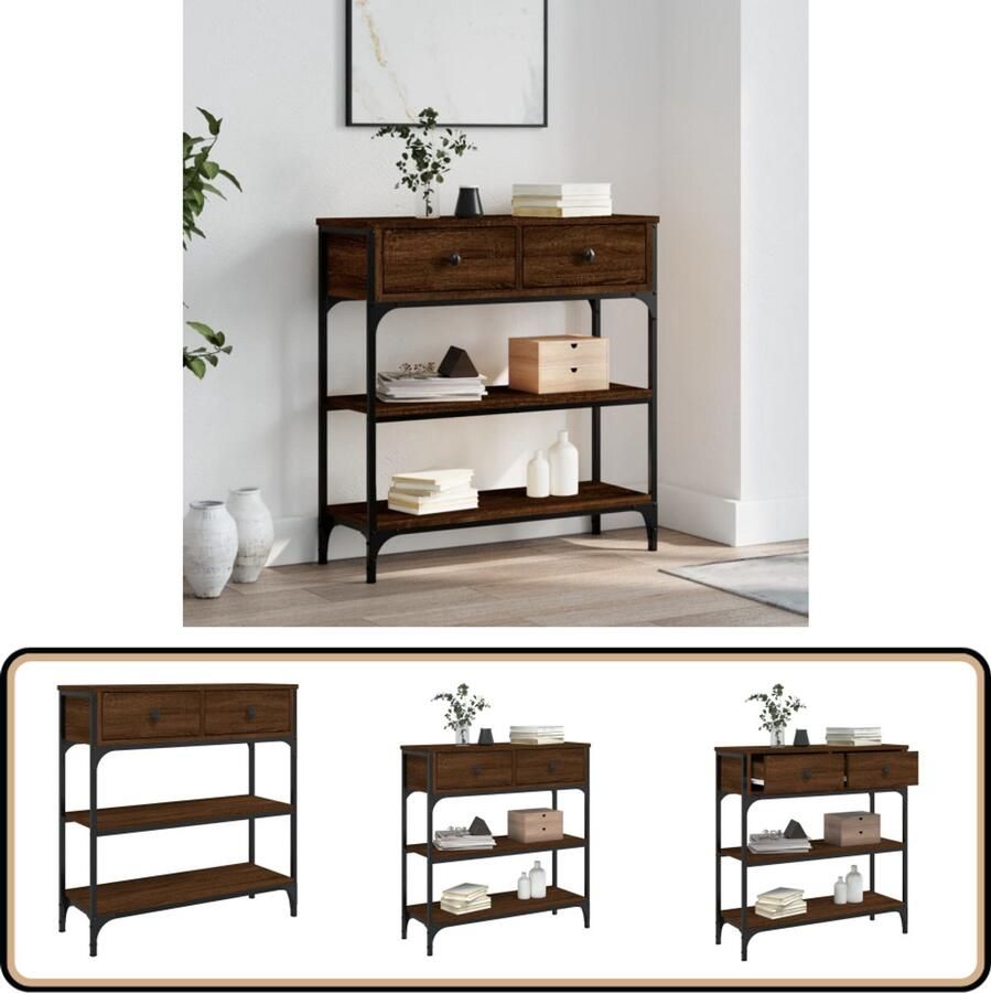 VidaXL -Wandtafel-72 5x25x75-cm-bewerkt-hout-bruin-eikenkleur