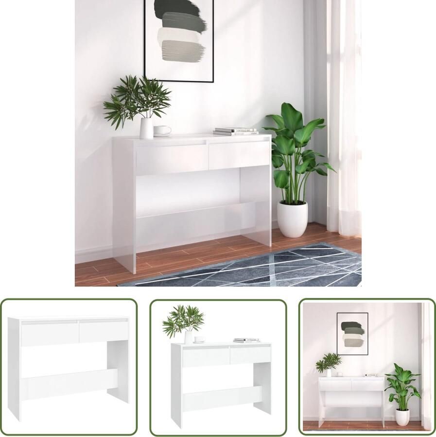 The Living Store Consoletafel Wit 100 x 35 x 76.5 cm Montage vereist Consoletafel Wandtafel Bijzetkast Halltafel Livingroom Furniture - Foto 2