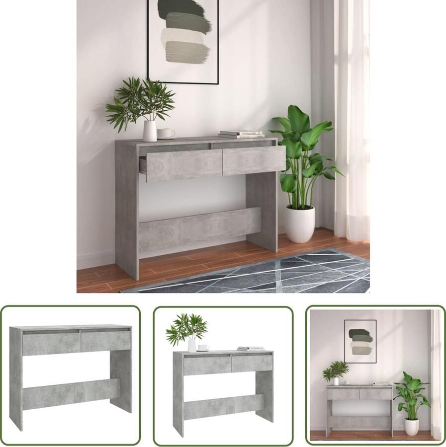 The Living Store Consoletafel betongrijs 100 x 35 x 76.5 cm Montage vereist Consoletafel Wandtafel Bijzettafel Houten Tafel Grijze Tafel - Foto 2