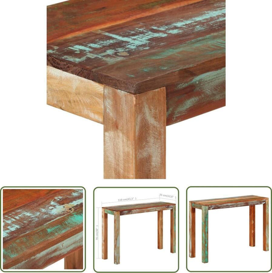 The Living Store Consoletafel Massief Gerecycled Hout 110 x 35 x 76 cm Rustieke Charme Consoletafel Wandtafel Vintage Tafel Industriële Tafel Rustic Tafel - Foto 2