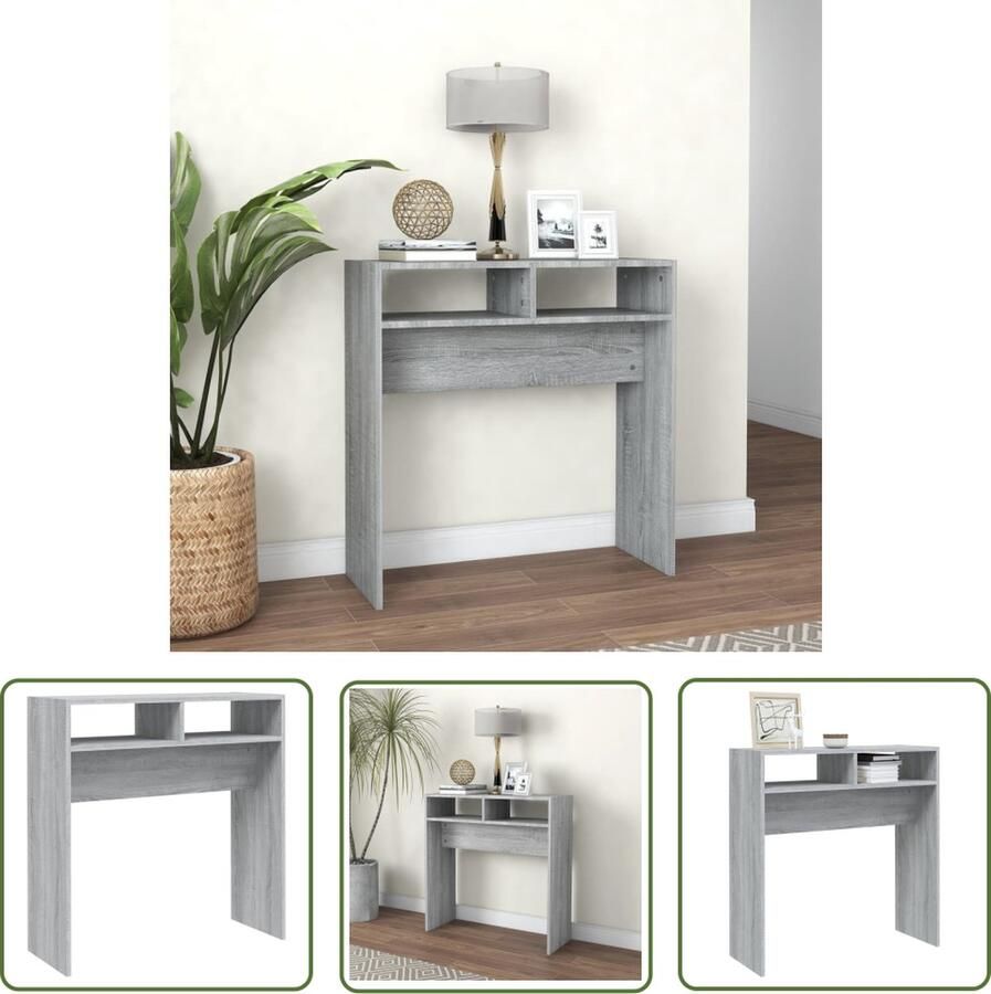 The Living Store Consoletafel Praktisch Bewerkt Hout 78 x 30 x 80 cm Grijs Sonoma Eiken Consoletafel Wandtafel Houten Tafel Grijze Tafel Salontafel - Foto 2