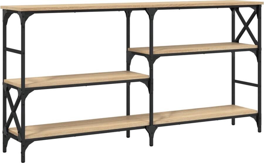 The Living Store Wandtafel Sonoma Eiken Bewerkt Hout 150 x 29 x 76.5 cm Verstelbare Poten