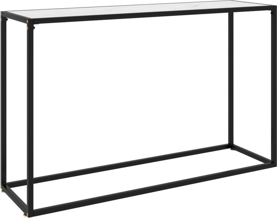 VidaXL Wandtafel Gehard Glas 120x35x75 cm Wit Wandtafel Industrieel Design Witte Tafel Modern Interieur Glas Tafel Metalen Onderstel Salontafel Entreetafel Opbergruimte Decoratief Item Muurhanger - Foto 2