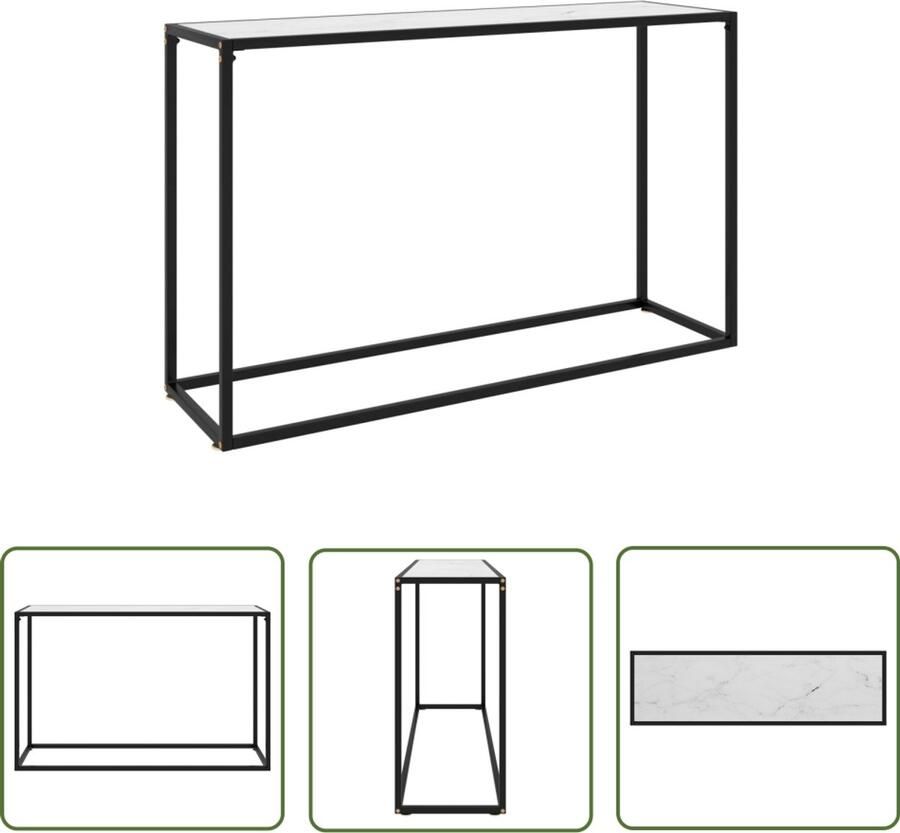 VidaXL Wandtafel Gehard Glas 120x35x75 cm Wit Wandtafel Industrieel Design Witte Tafel Modern Interieur Glas Tafel Metalen Onderstel Salontafel Entreetafel Opbergruimte Decoratief Item Muurhanger