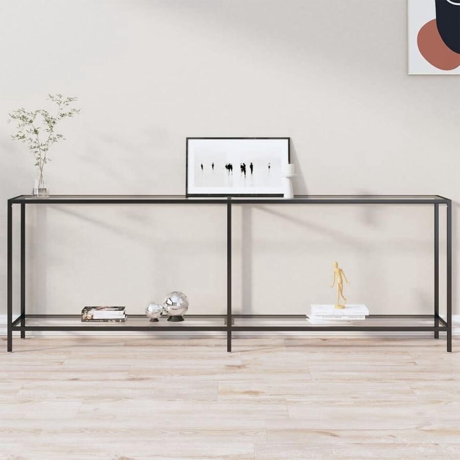 VidaXL Wandtafel Gehard Glas 220x35x75 5 cm Wandtafel Transparant Glazen Tafel Salontafel Entreetafel Modern Design Scandinavische Stijl Minimalistisch Compact Ruimtebesparend Multifunctioneel Opbergruimte - Foto 2