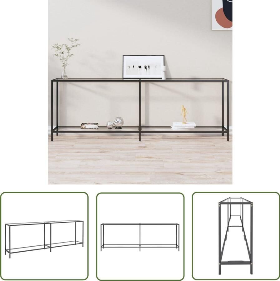 VidaXL Wandtafel Gehard Glas 220x35x75 5 cm Wandtafel Transparant Glazen Tafel Salontafel Entreetafel Modern Design Scandinavische Stijl Minimalistisch Compact Ruimtebesparend Multifunctioneel Opbergruimte