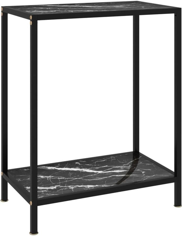 VidaXL Wandtafel Gehard Glas 60x35x75 cm Zwart Wandtafel Zwarte Tafel Modern Design Glazen Tafel Sidetable