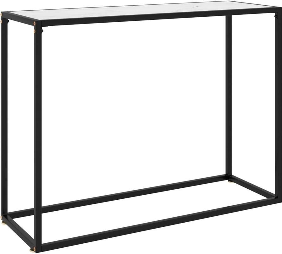 VidaXL Wandtafel Gehard Glas Wit 100x35x75 cm Wandtafel Salontafel Modern Design Witte Tafel Glazen Tafel