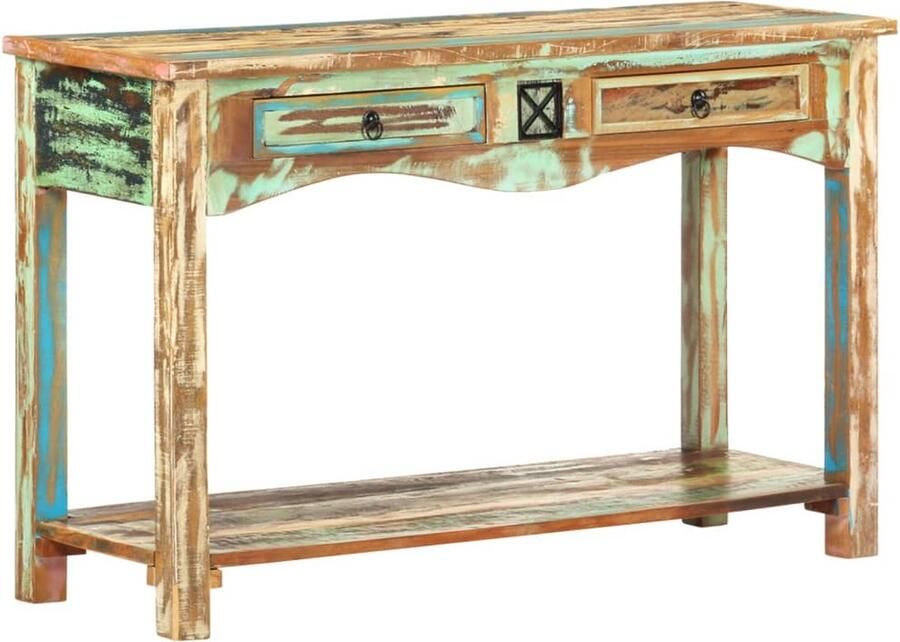 VidaXL Wandtafel gerecycled hout 120x40x75 cm Wandtafel Vintage Meubels Industriële Design Houten Wandtafel Tv Stand Salontafel Opbergkast Entreemeubilair - Foto 2