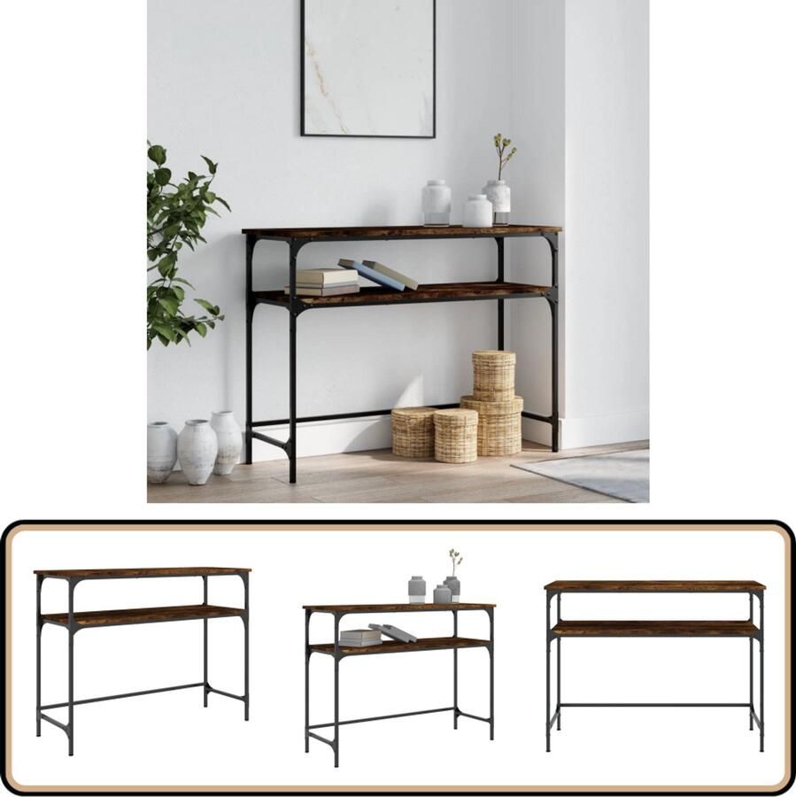 VidaXL Wandtafel gerookt eiken 100x35 5x75 cm Wandtafel Industrieel Design Houten Tafel Bruine Tafel Bergruimte Entreehal Livingroom Slaapkamer