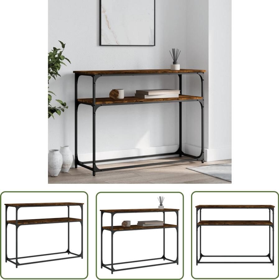 VidaXL Wandtafel Gerookt Eiken 100x35 5x75 cm Wandtafel Industrieel Design Houten Tafel Eiken Kleur Bergruimte Entreetafel Halltable