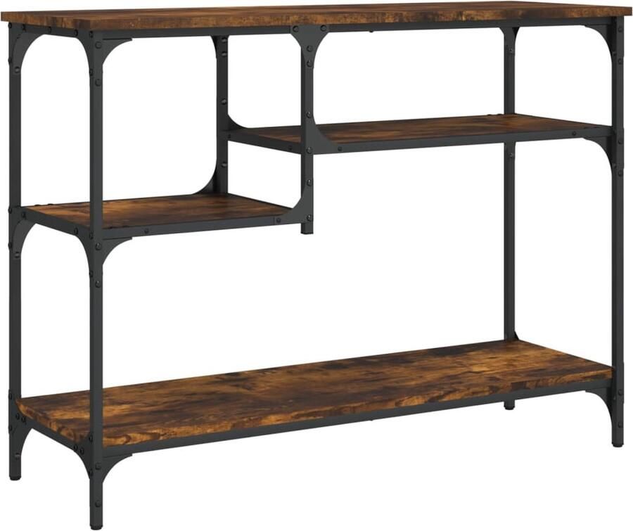 VidaXL Wandtafel met schappen 100x35x75 cm gerookt eikenkleurig Wandtafel Houten Wandtafel Bruine Wandtafel Vintage Wandtafel Salontafel