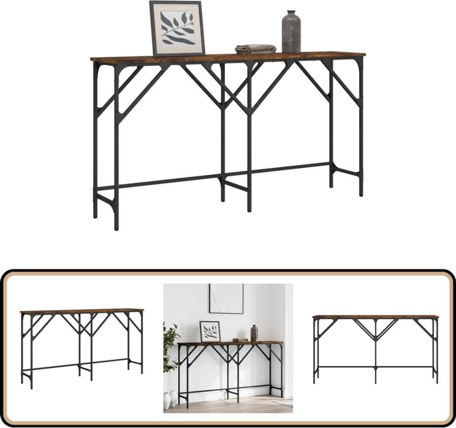 VidaXL Wandtafel Gerookt Eiken 140x29x75 cm Wandtafel Haltafel Consooltafel Houten Tafel Industrieel Design Bruine Tafel Vintage Tafel Living Room Furniture