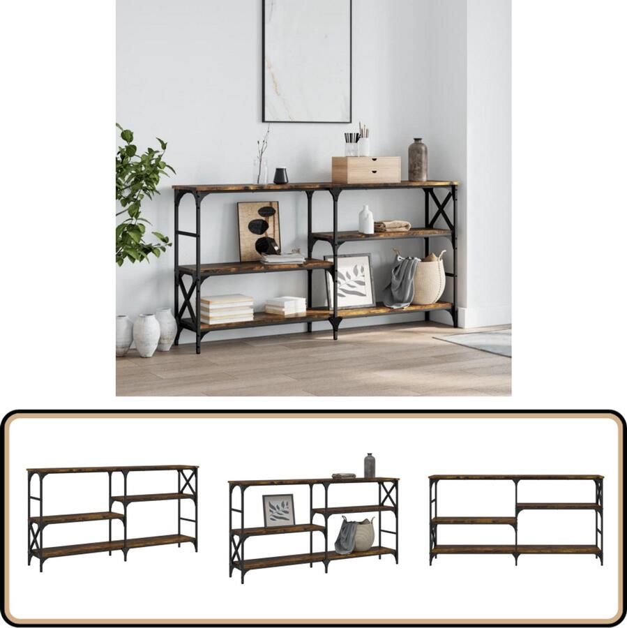 VidaXL Wandtafel Gerookt Eiken 150x29x76 5 cm Wandtafel Consoletafel Entreetafel Houten Tafel Bruine Tafel