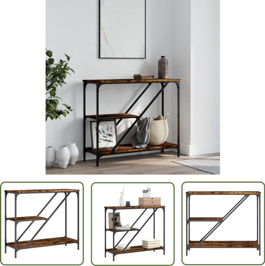 VidaXL Wandtafel Gerookt Eiken 88 5x30x75 cm Wandtafel Haltafel Entreetafel Vintage Tafellamp Houten Tafel Bruine Tafel Kleine Tafel