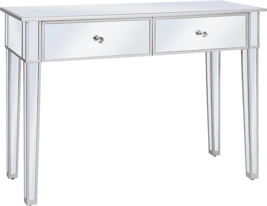 VidaXL Wandtafel Gespiegeld Glas 106 5x38x76 5 cm Wandtafel Spiegeltje Salontafel Entreetafel Modern Mdf Glas Zilver - Foto 3