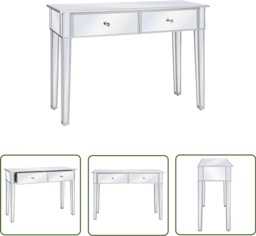 VidaXL Wandtafel Gespiegeld Glas 106 5x38x76 5 cm Wandtafel Spiegeltje Salontafel Entreetafel Modern Mdf Glas Zilver - Foto 2