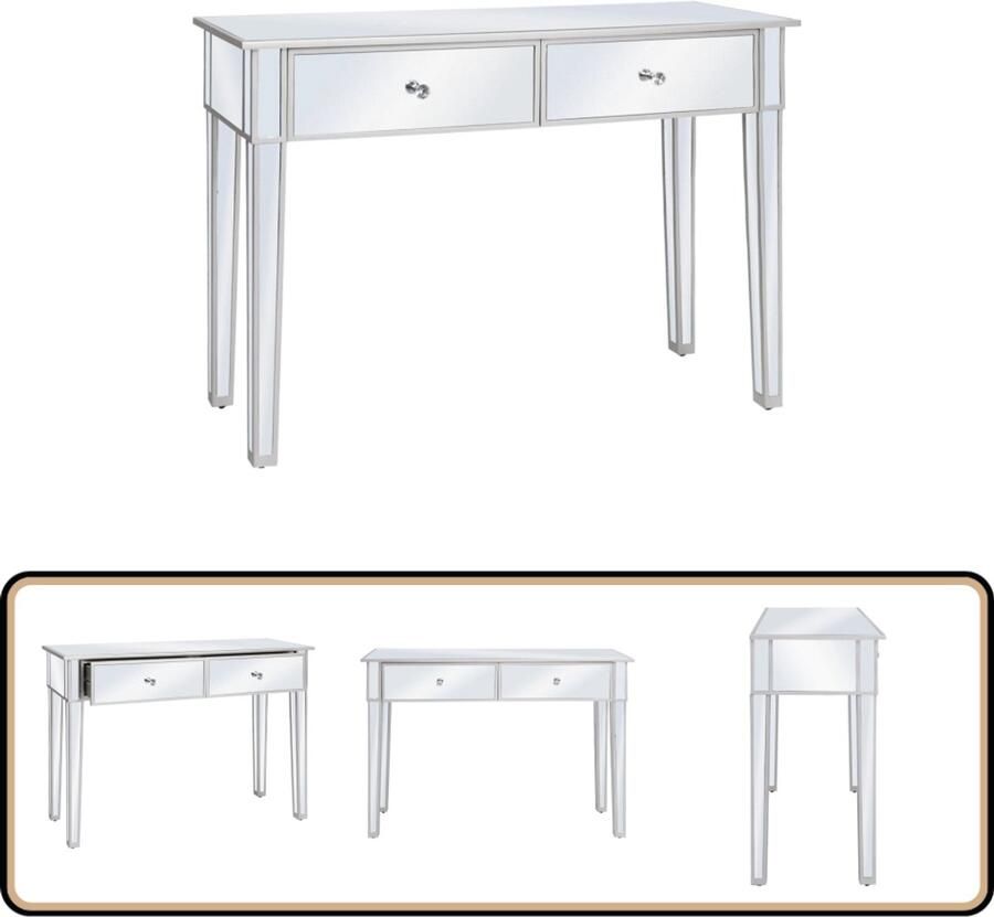 VidaXL Wandtafel Gespiegeld Glas 106 5x38x76 5 cm Wandtafel Spiegeltje Salontafel Entreetafel Modern Mdf Glas Zilver