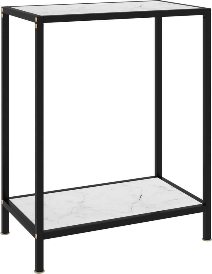 VidaXL Wandtafel Glas en Staal 60x35x75 cm Wandtafel Console Tafel Sidetable Modern Design Witte Wandtafel Glazen Wandtafel Muurplank Decoratief Item Living Room Furniture Minimalistisch Multifunctioneel Opbergruimte - Foto 2
