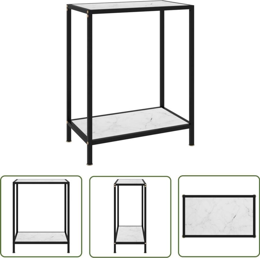 VidaXL Wandtafel Glas en Staal 60x35x75 cm Wandtafel Console Tafel Sidetable Modern Design Witte Wandtafel Glazen Wandtafel Muurplank Decoratief Item Living Room Furniture Minimalistisch Multifunctioneel Opbergruimte
