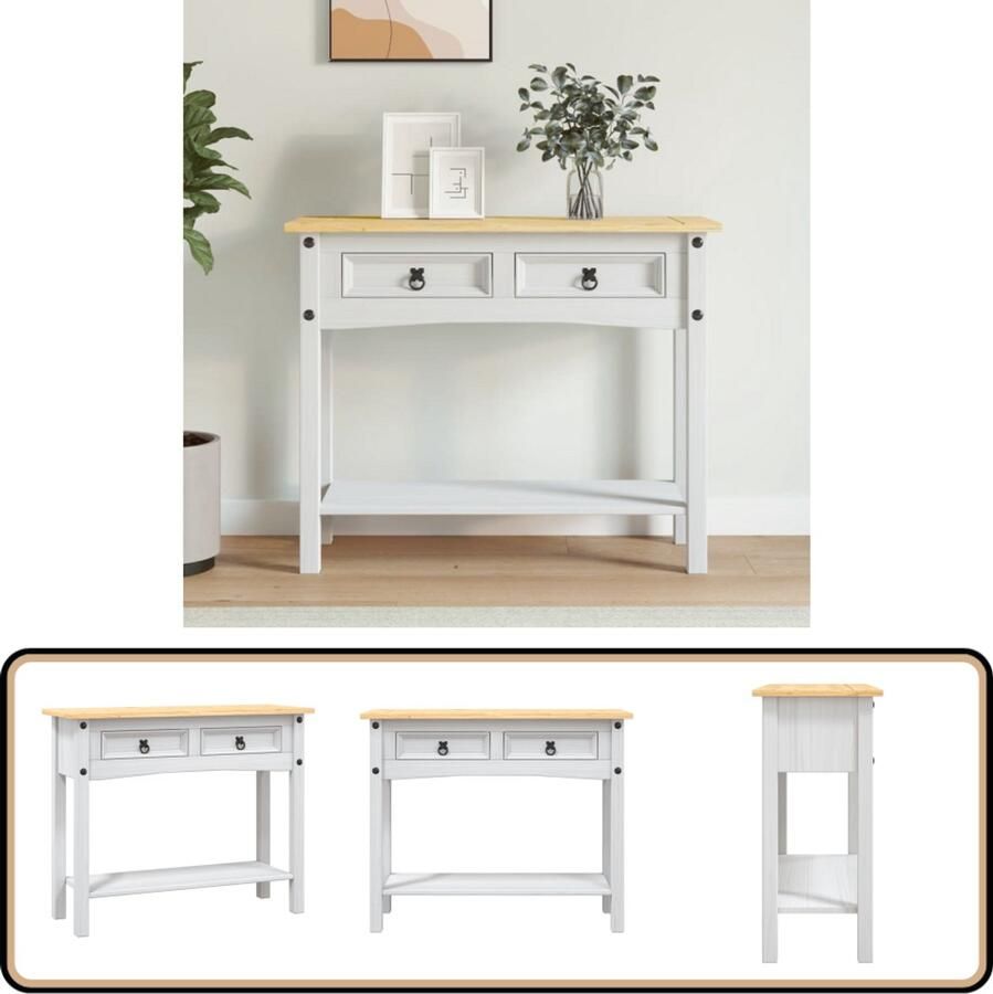 VidaXL Wandtafel Grenenhout Corona-stijl Wit Consoletafel Corona Stijl Grenenhout Wandtafel Salontafel Entreetafel Vintage Meubel Rustic Interieur