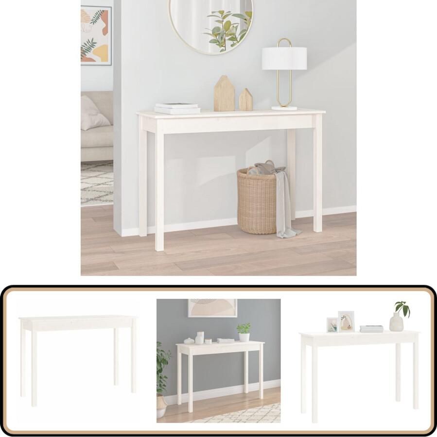 VidaXL Wandtafel Grenenhout Wit 110x40x75 cm Wandtafel Houten Wandtafel Grenenhouten Wandtafel Witte Wandtafel Salontafel Entreetafel Consoletafel