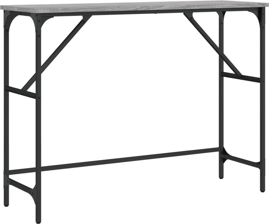 The Living Store Wandtafel 100x32x75 cm bewerkt hout grijs sonoma eikenkleurig Wandtafel Consoletafel Haltafel Bijzet Tafeltje Industriële Tafel - Foto 2