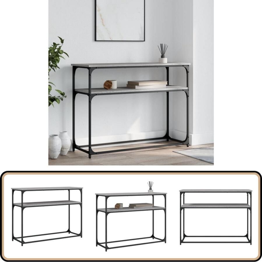 VidaXL Wandtafel Grijs Sonoma Eiken 100x35 5x75 cm Wandtafel Industrieel Design Houten Tafel Grijze Tafel Consoletafel