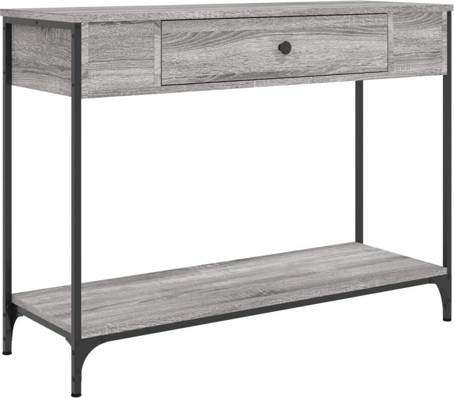 The Living Store Wandtafel 100x34 5x75 cm bewerkt hout grijs sonoma eikenkleurig Wandtafel Entreetafel Konsoeltafel Houten Tafel Industriële Tafel