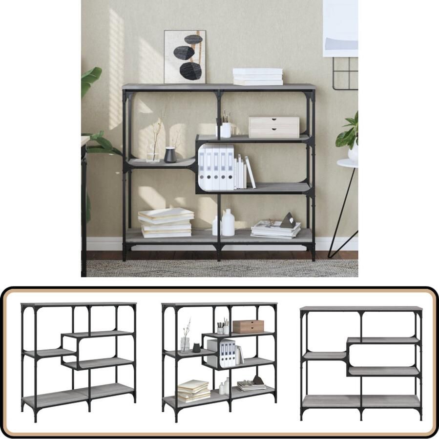 VidaXL Wandtafel Grijs Sonoma Eiken 103x32x95 cm Wandtafel Console Tafel Haltafel Bijzettafel Trendy Tafel Hout Meubel Industrieel Design Grijze Tafel