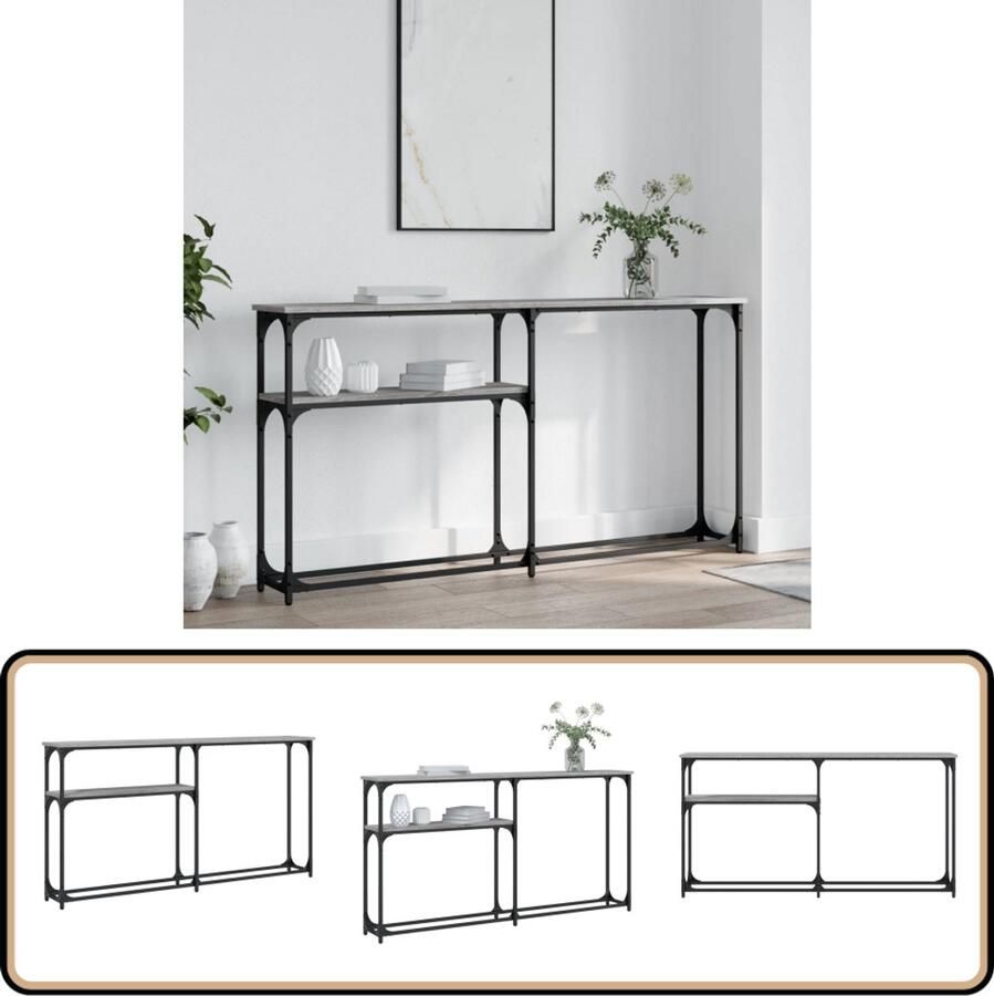 The Living Store Haltafel Grijs Sonoma Eiken Wandtafel 145x22.5x75cm Duurzaam materiaal voldoende opbergruimte Wandtafel Grijze Wandtafel Houten Wandtafel Consoletafel Entreetafel
