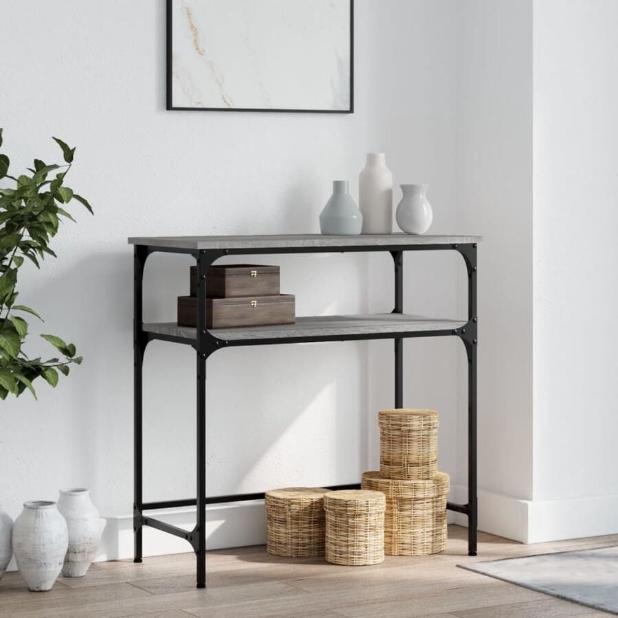 VidaXL Wandtafel Grijs Sonoma Eiken 75x35 5x75 cm Wandtafel Vintage Console Tafel Houten Kast Industrieel Meubel Entreehal Livingroom Furniture Grijze Kleuren - Foto 2