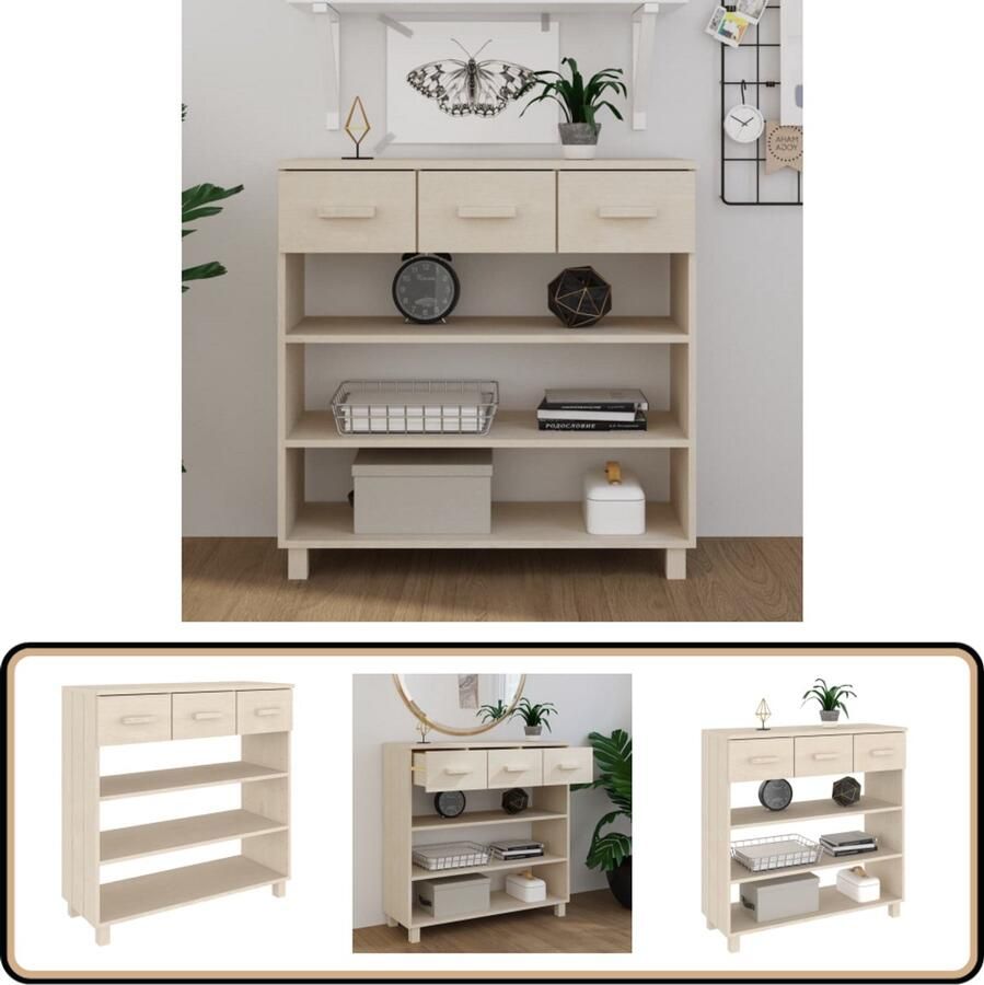 VidaXL Wandtafel HAMAR 90x35x90 cm Honingbruin Wandtafel Salontafel Entreetafel Hout Grenenhout Bruine Kleuren Vintage Modern