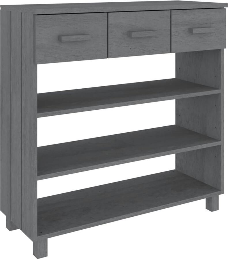 VidaXL Wandtafel HAMAR donkergrijs 90x35x90 cm Wandtafel Grenshouten Donkere Kleuren Salontafel Entreetafel Opbergmogelijkheden Vintage Stijl