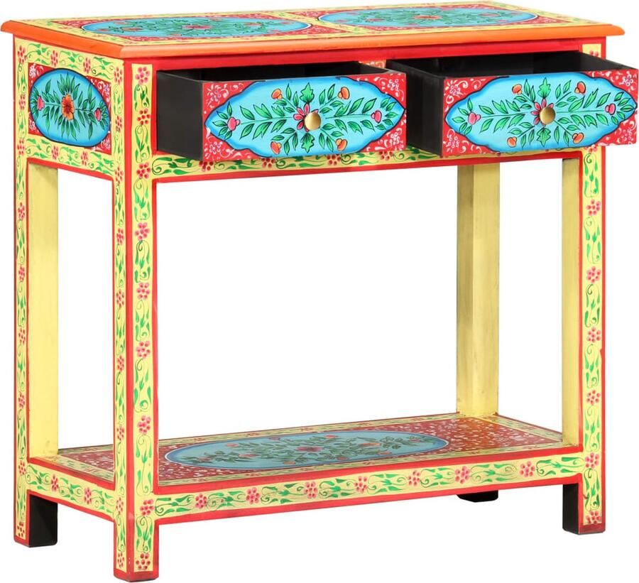 VidaXL Wandtafel Handgeschilderd 80x35x75 cm Wandtafel Vintage Kast Salontafel Retro Furniture Houten Kast Multifunctionele Kast Opslagkast Sierlijke Kast