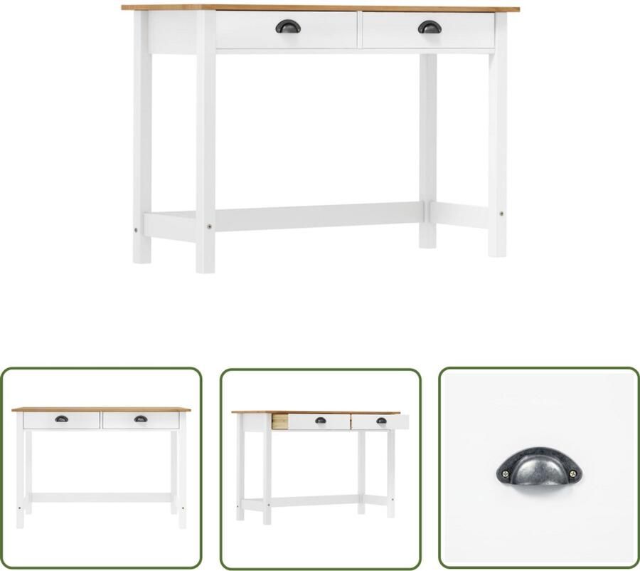 VidaXL Wandtafel Hill 2 lades 110x45x74 cm Consoletafel Wandtafel Bijzettafel Livingroom Meubilair Grenenhouten Meubelen