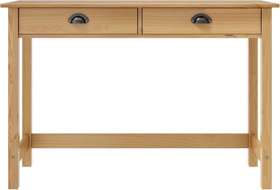 VidaXL Wandtafel Hill 2 Lades Massief Grenenhout Wandtafel Consoletafel Grenenhout Massief Hout Bijzetkastje Salontafel Haltafel Slaapkamertafel Decoratie Opslag