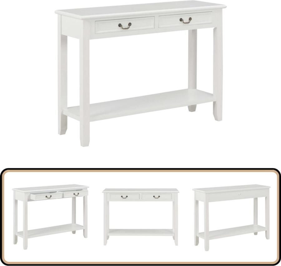 VidaXL -Wandtafel-110x35x80-cm-hout-wit - Foto 2